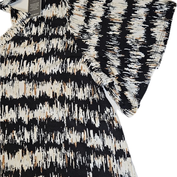 Lane Bryant Shirt Womens Black White Beige Swing Tee Tie Back NWT Flutter Sleeve - Picture 4 of 8